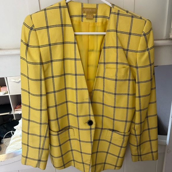 Yellow Plaid Blazer - Picture 1 of 5